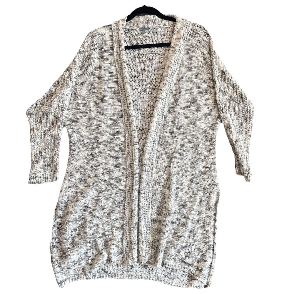 Charlotte Russe Cardigan Sweater Open Front Womens Medium Ivory and Black Long